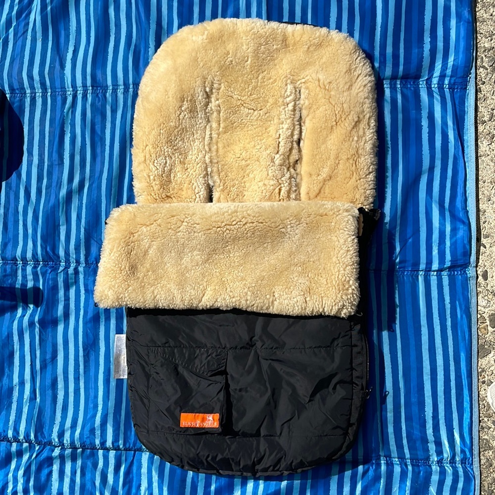 Elks and Angels lamb skin footmuff like new